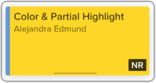 A Vagaro calendar appointment block for a Color & Partial Highlight service with Alejandra Edmund, showing an NR (New Request) badge in the bottom-right corner.